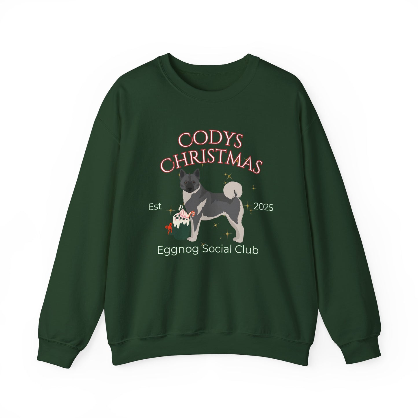 Norwegian Elkhound Dog Christmas Social Club Unisex Heavy Blend Crewneck Sweatshirt Custom Name
