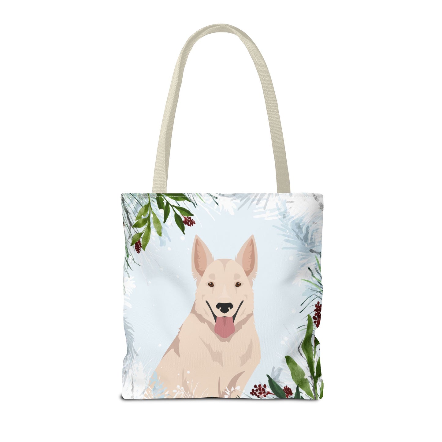 White Swiss Shepherd Dog Christmas Holiday Tote Bag 16x16
