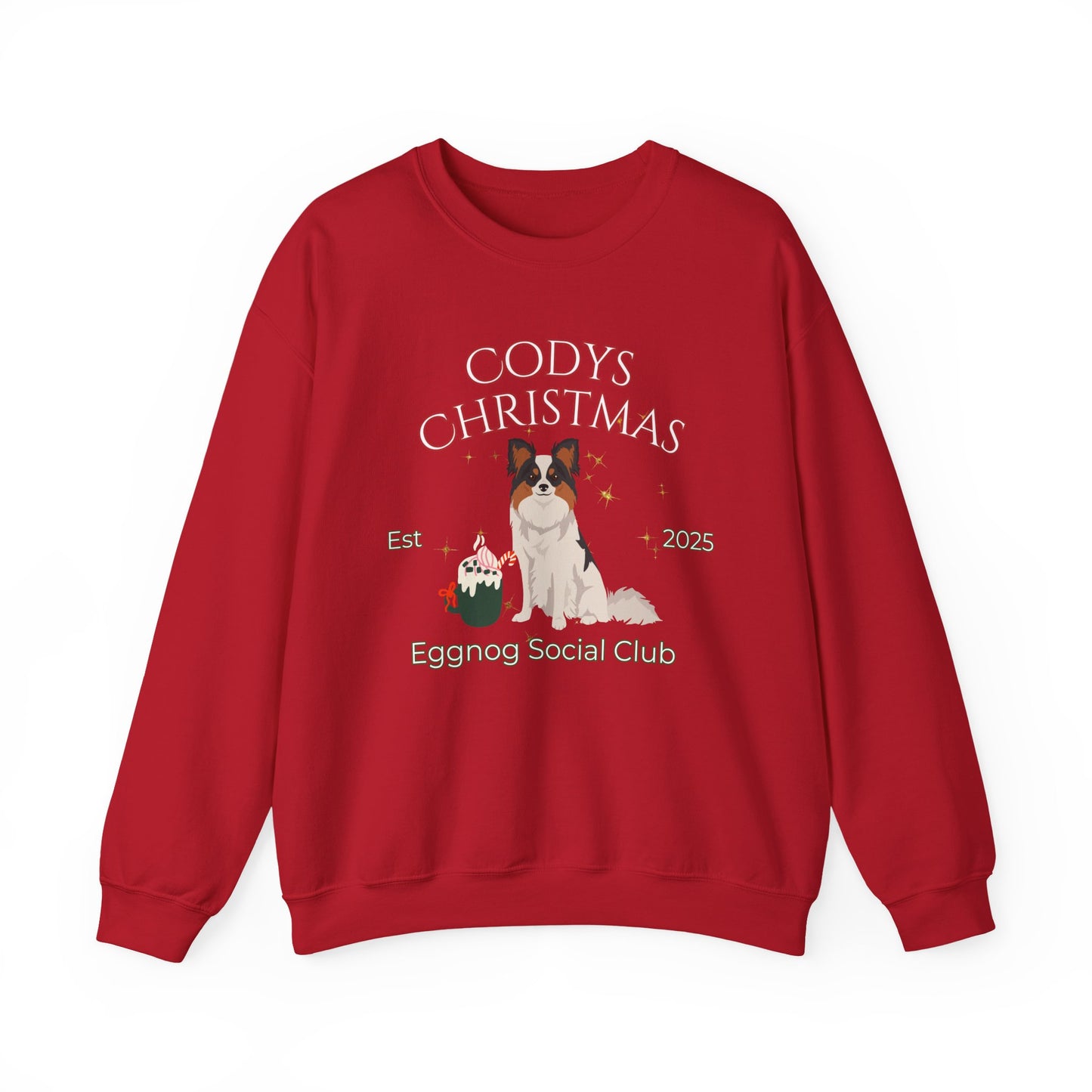 Papillon Dog Christmas Social Club Unisex Heavy Blend Crewneck Sweatshirt Custom Name