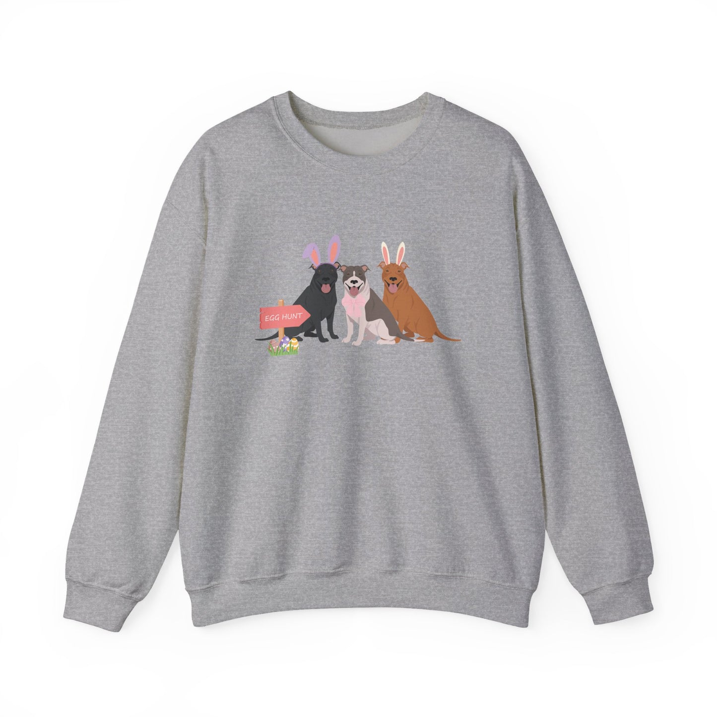 Pit Bull Dog Easter Unisex Heavy Blend Crewneck Sweatshirt, easter, Cute Dog Mom Gift