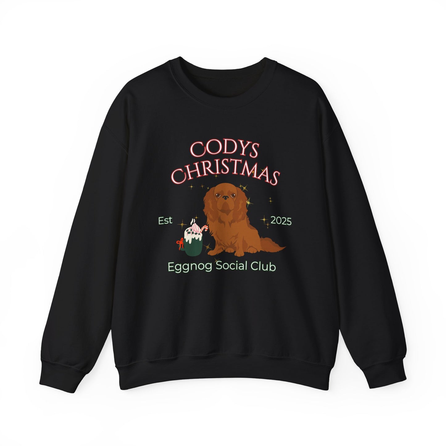 English Toy Spaniel Dog Christmas Social Club Unisex Heavy Blend Crewneck Sweatshirt Custom Name