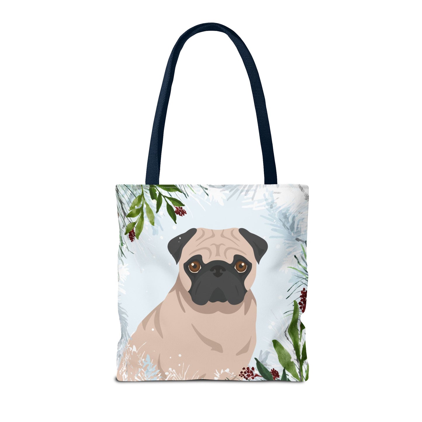 Pug Dog Christmas Holiday Tote Bag 16x16