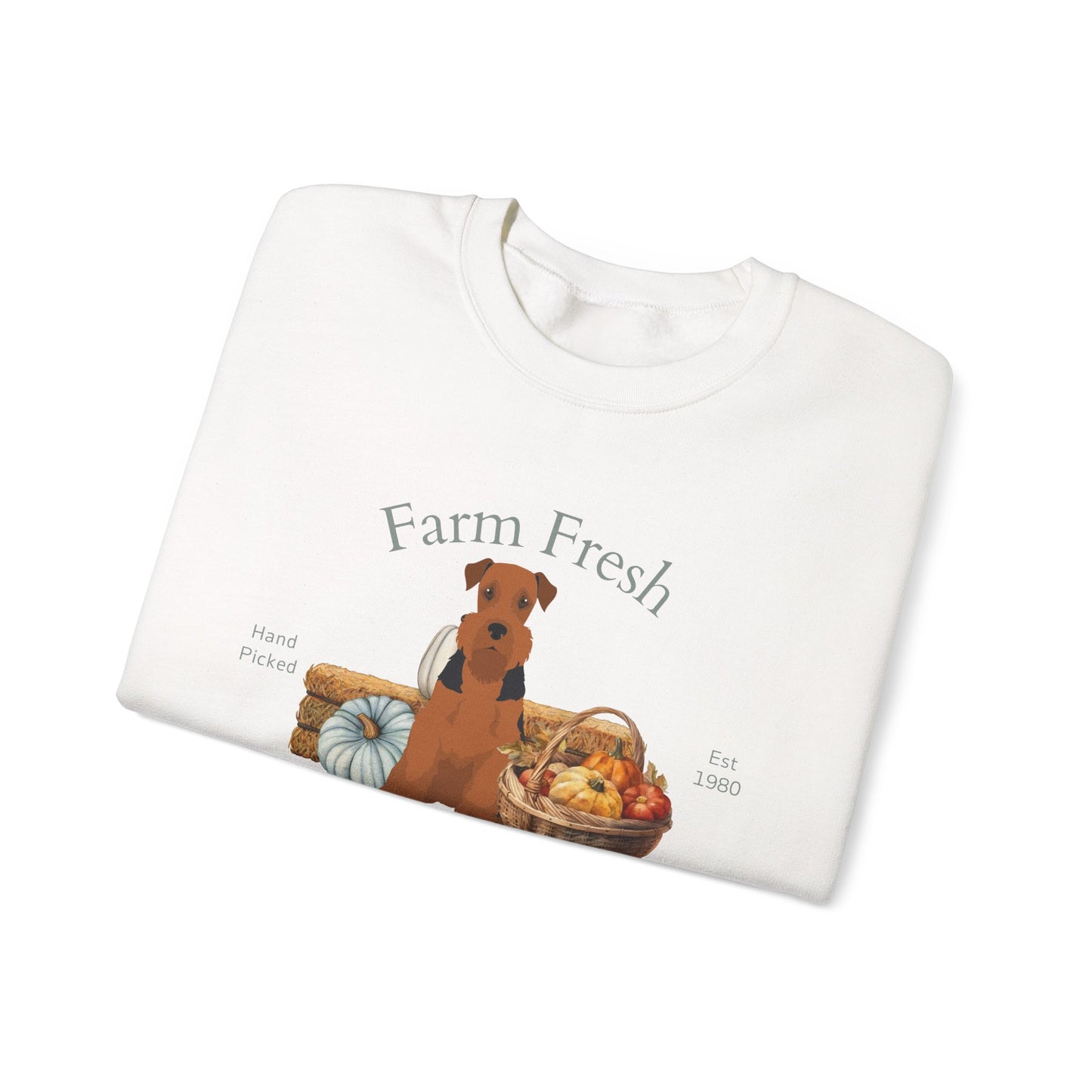 Airedale Terrier Dog Fall Farm Fresh Unisex Heavy Blend Crewneck Sweatshirt