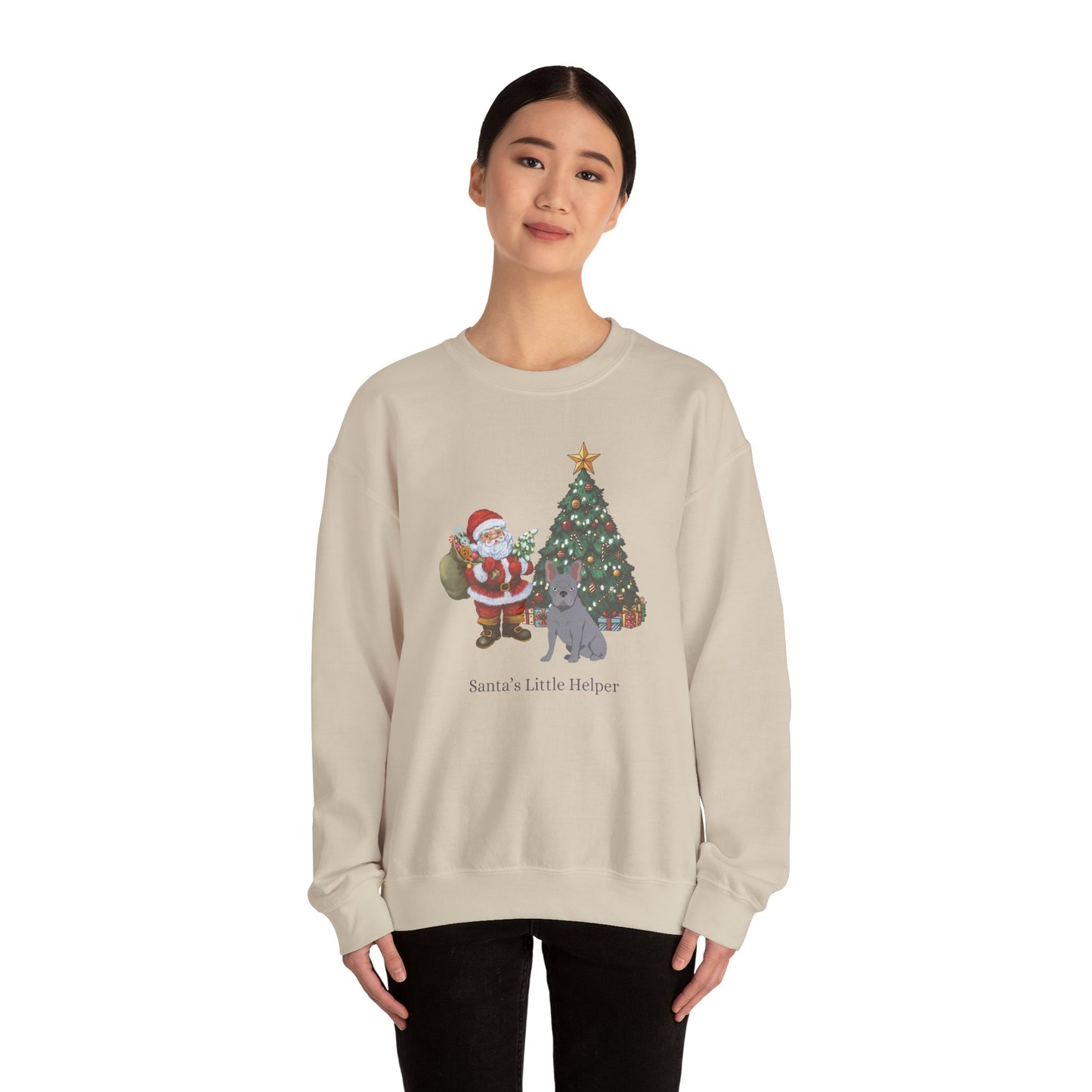 French Bulldog Dog Santa's Little Helper Unisex Heavy Blend Crewneck Sweatshirt