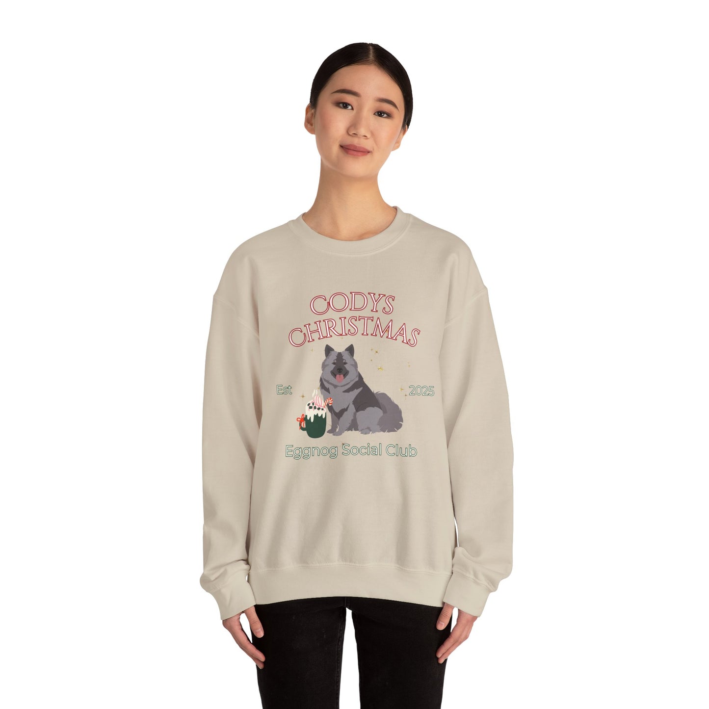 Keeshond Dog Christmas Social Club Unisex Heavy Blend Crewneck Sweatshirt Custom Name