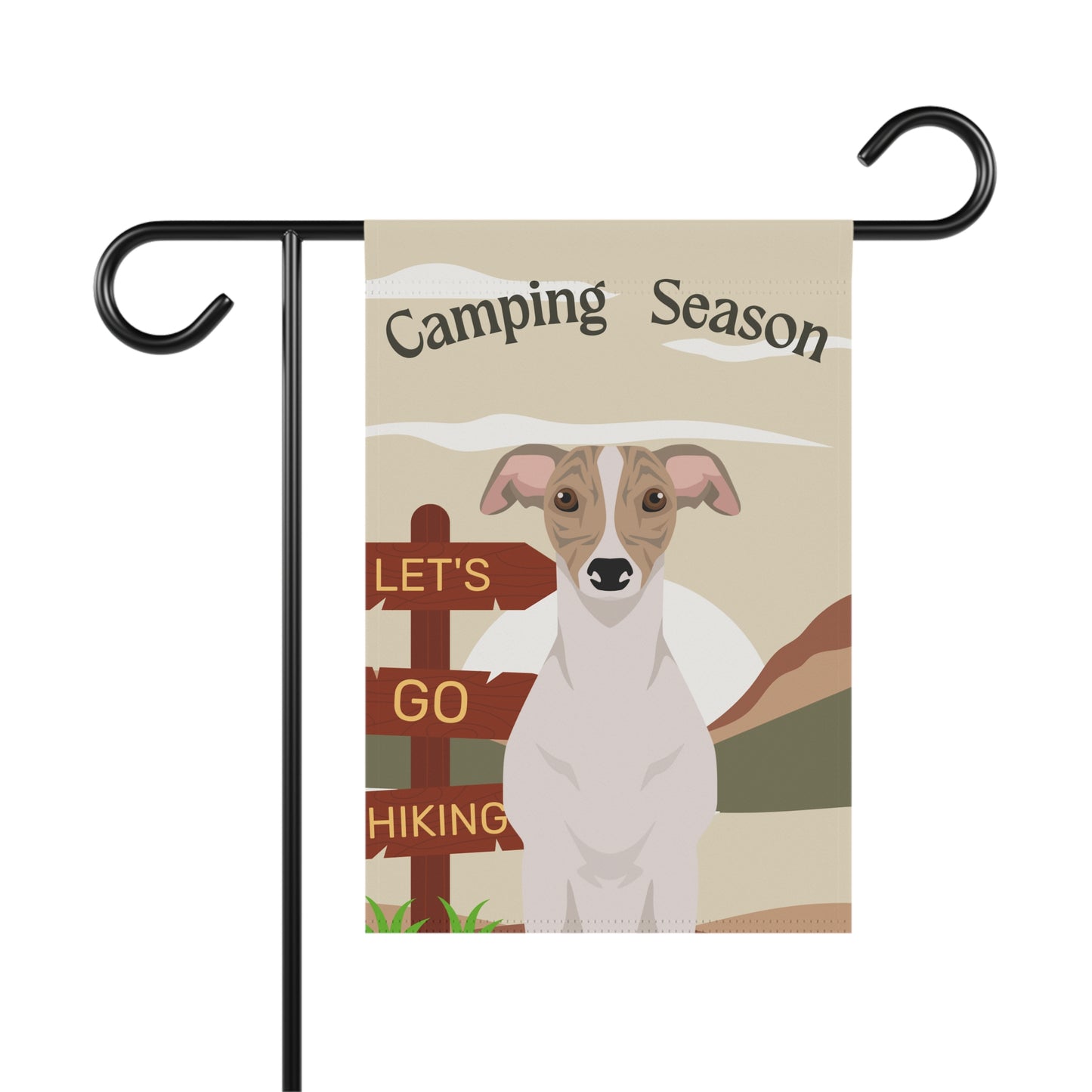 Whippet Dog Camping Garden Flag