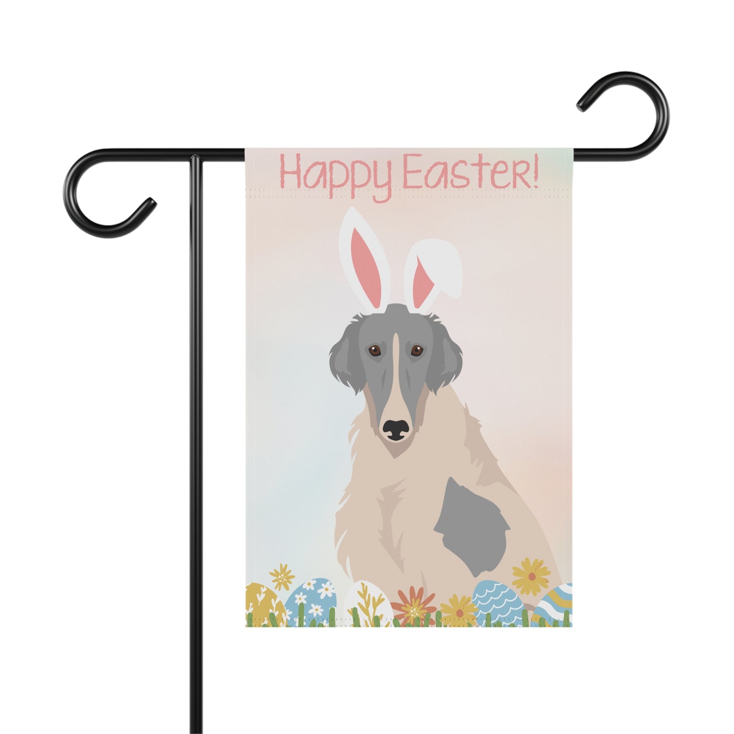 Borzoi Dog Happy Easter Garden Flag