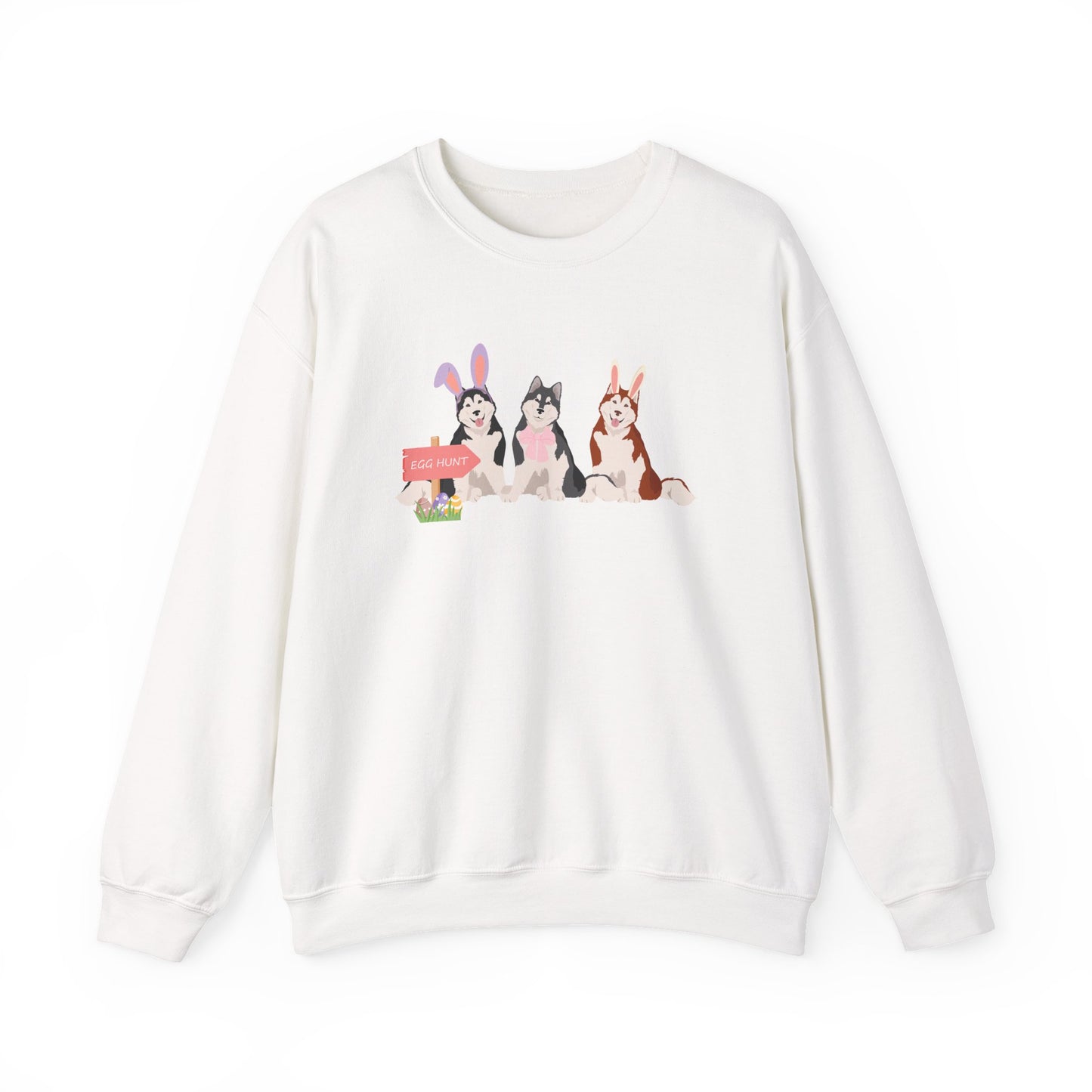 Alaskan Malamute Dog Easter Unisex Heavy Blend Crewneck Sweatshirt, easter, Cute Dog Mom Gift