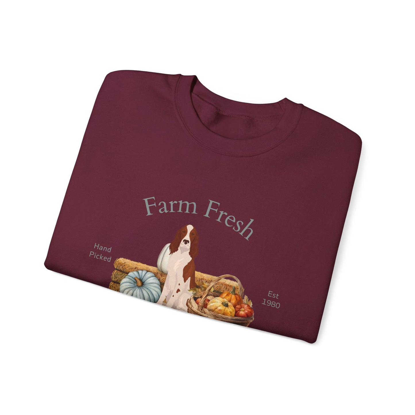 Irish Red and White Setter Dog Fall Farm Fresh Unisex Heavy Blend Crewneck Sweatshirt