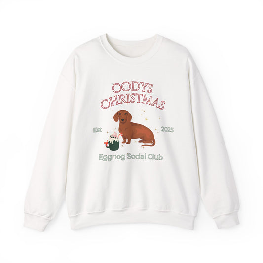 Dachshund Dog Christmas Social Club Unisex Heavy Blend Crewneck Sweatshirt Custom Name