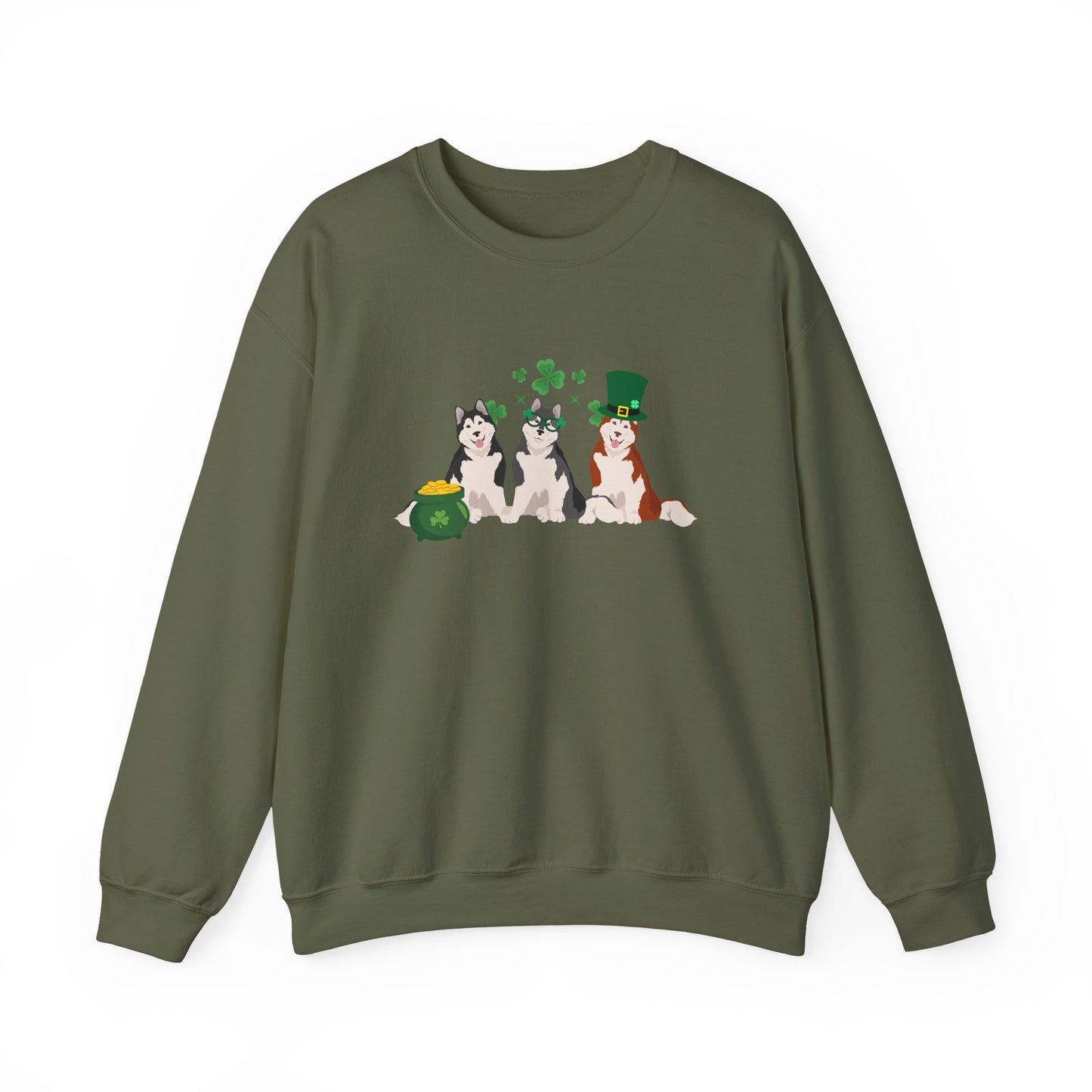 Alaskan Malamute Dog St Patricks Day Unisex Heavy Blend Crewneck Sweatshirt, St Pattys day, Cute Dog Mom Gift