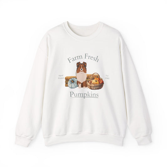 Shetland Sheepdog Dog Fall Farm Fresh Unisex Heavy Blend Crewneck Sweatshirt