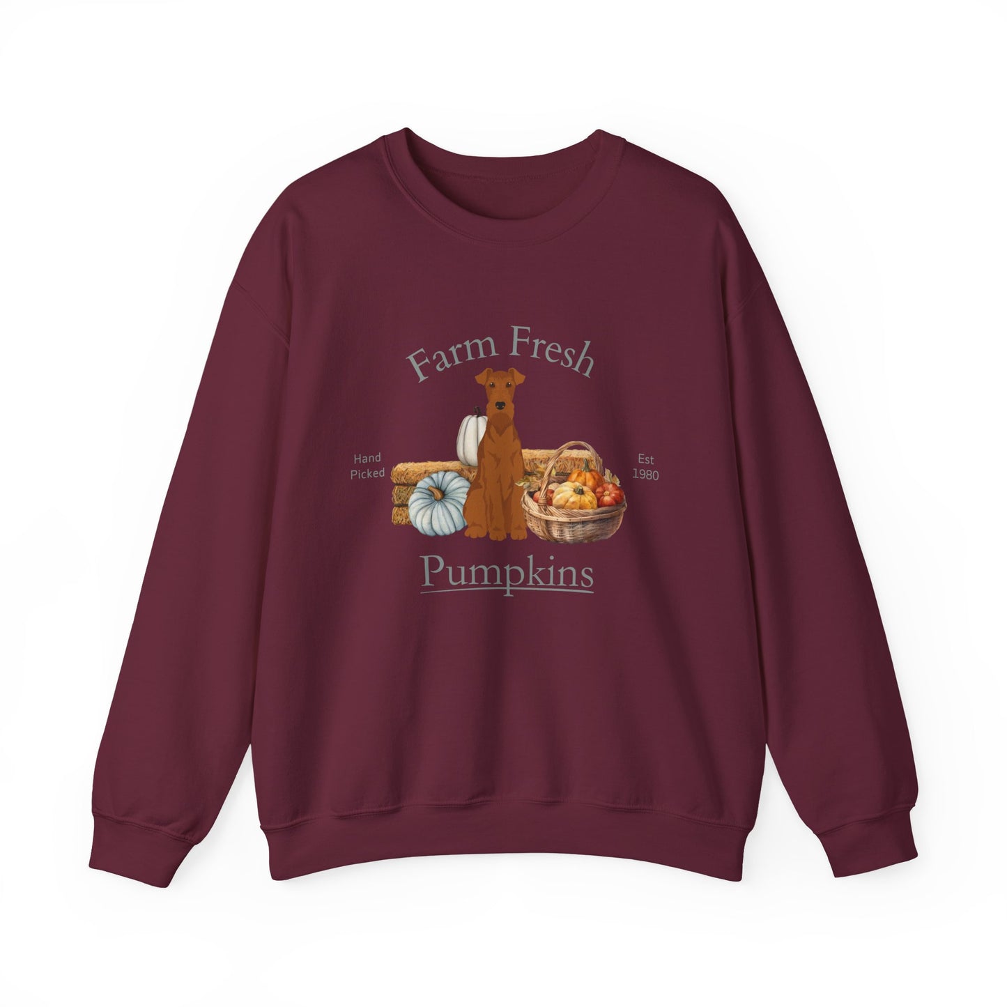 Irish Terrier Dog Fall Farm Fresh Unisex Heavy Blend Crewneck Sweatshirt