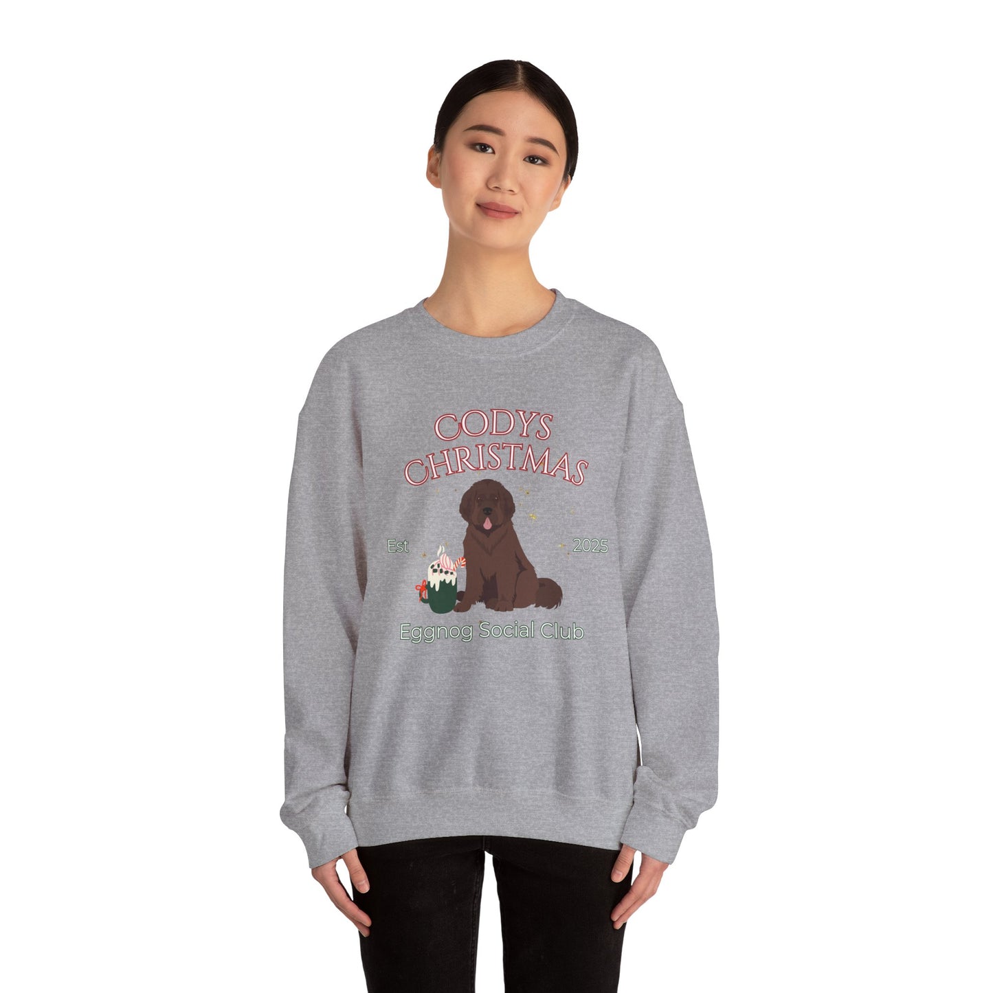 Newfoundland Dog Christmas Social Club Unisex Heavy Blend Crewneck Sweatshirt Custom Name