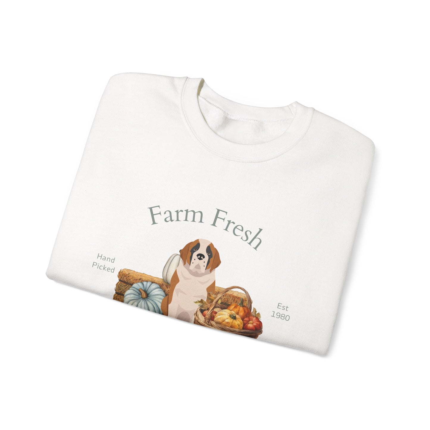 St Bernard Dog Fall Farm Fresh Unisex Heavy Blend Crewneck Sweatshirt