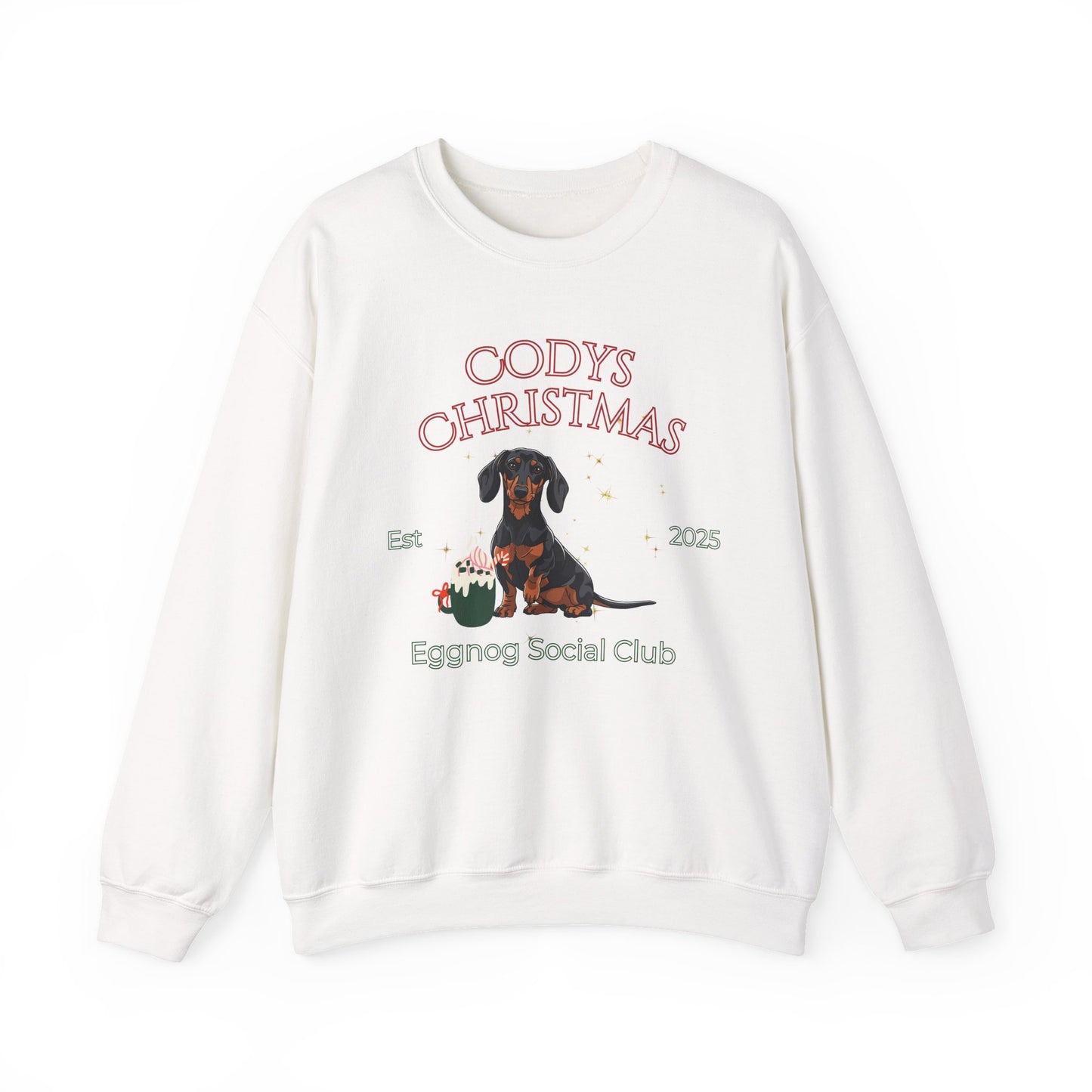 Dachshund Dog Christmas Social Club Unisex Heavy Blend Crewneck Sweatshirt Custom Name