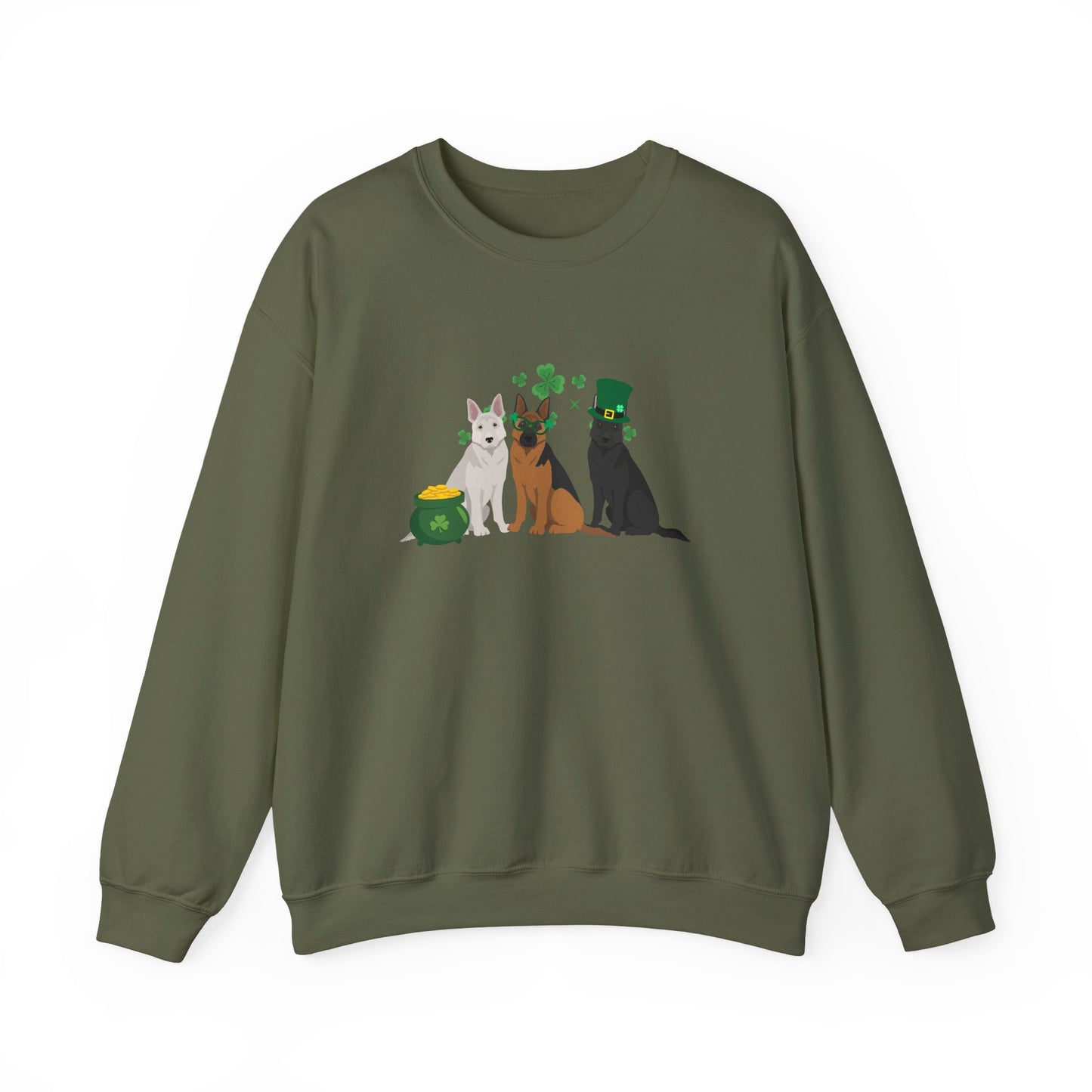 German Shepherd Dog St Patricks Day Unisex Heavy Blend Crewneck Sweatshirt, St Pattys day, Cute Dog Mom Gift