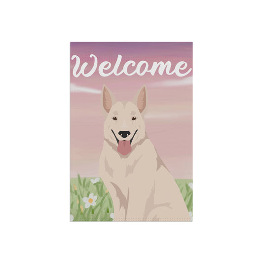 White Swiss Shepherd Dog Welcome Garden Flag