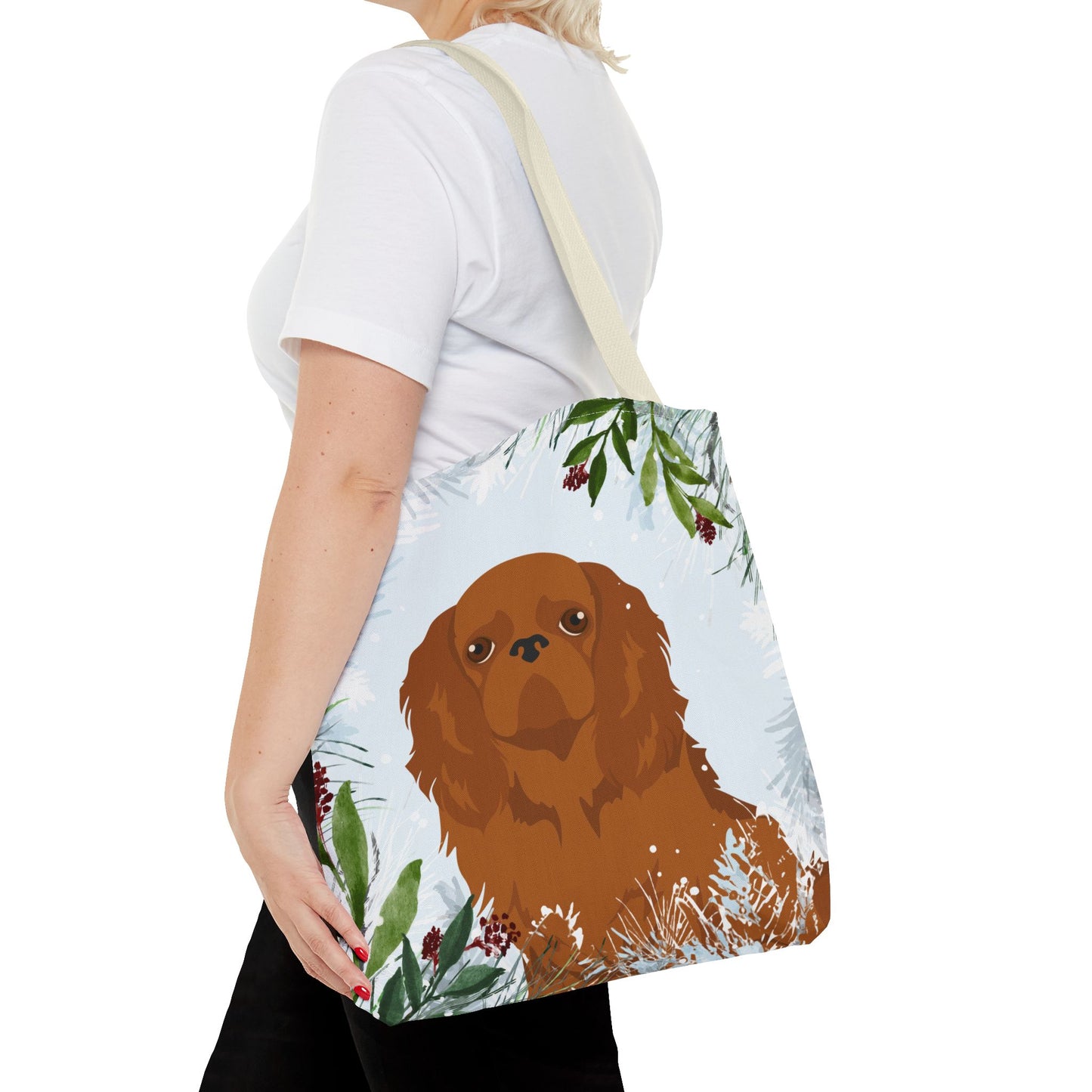 English Toy Spaniel Dog Christmas Holiday Tote Bag 16x16