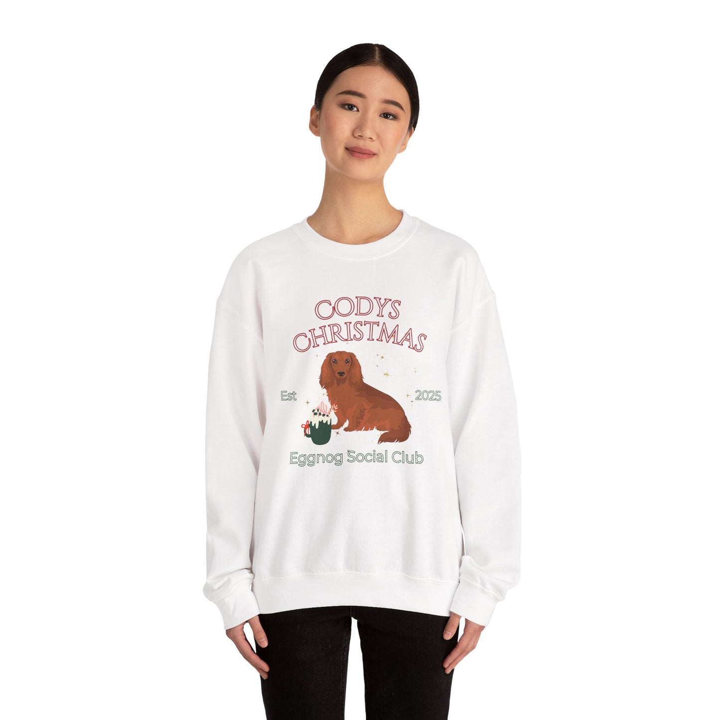 Dachshund Dog Christmas Social Club Unisex Heavy Blend Crewneck Sweatshirt Custom Name