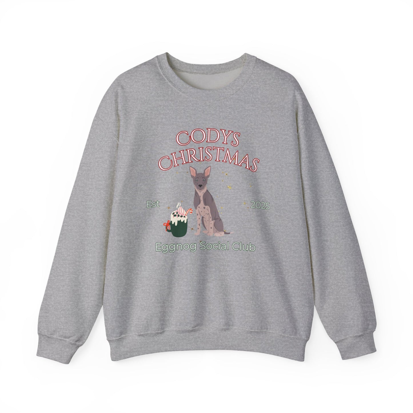 American Hairless Terrier Dog Christmas Social Club Unisex Heavy Blend Crewneck Sweatshirt Custom Name