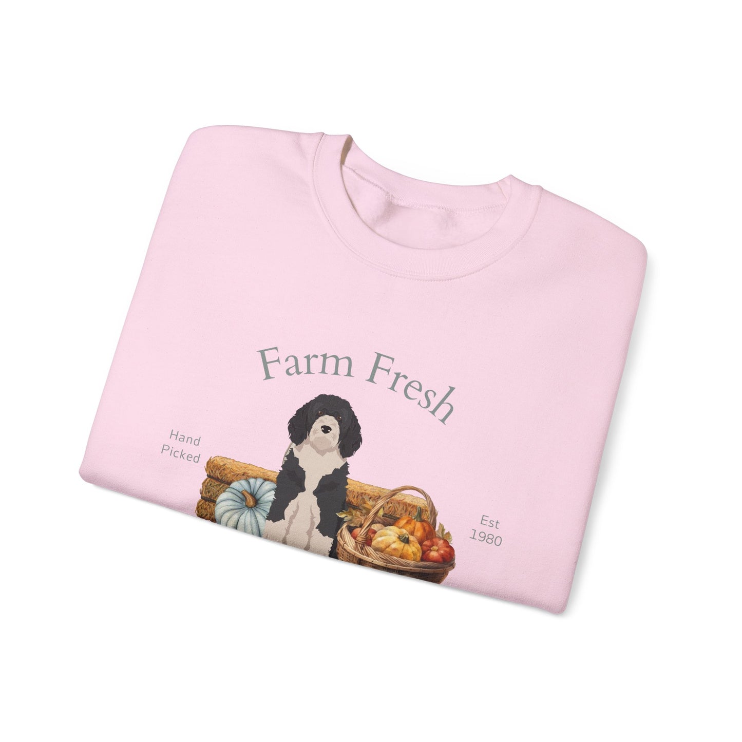 Portuguese Water Dog Dog Fall Farm Fresh Unisex Heavy Blend Crewneck Sweatshirt
