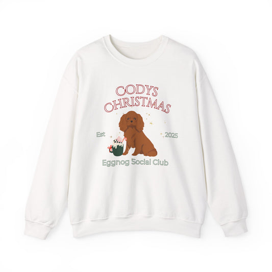Cavalier King Charles Spaniel Dog Christmas Social Club Unisex Heavy Blend Crewneck Sweatshirt Custom Name