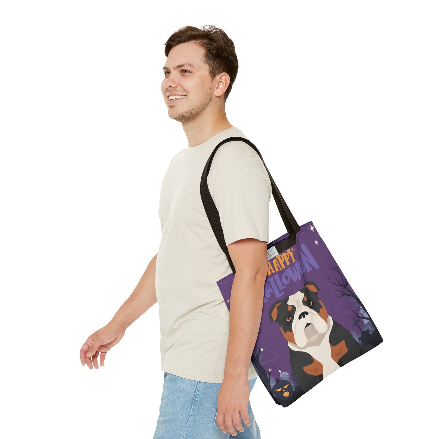 Bulldog Dog Happy Halloween Tote Bag 16x16
