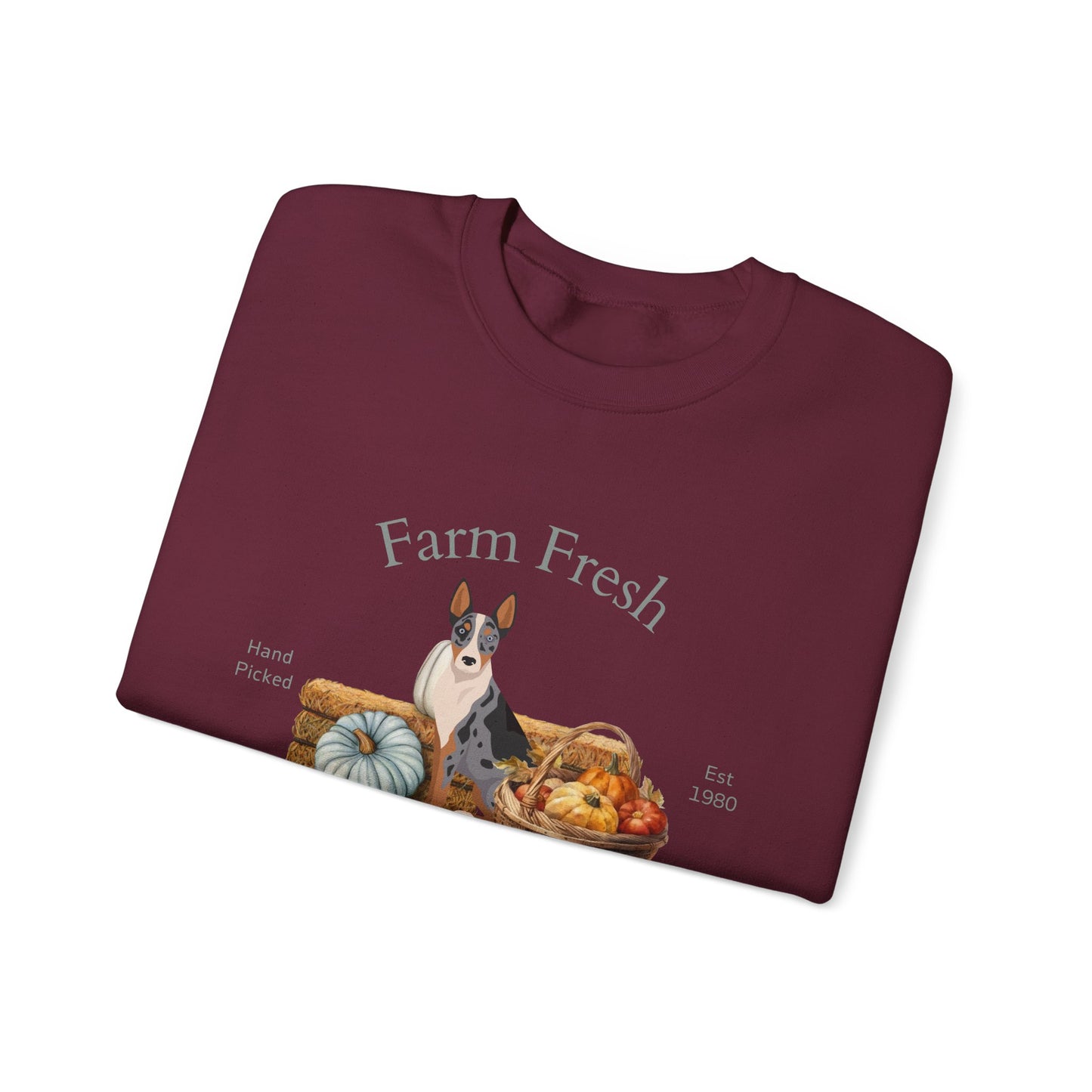Australian Koolie Dog Fall Farm Fresh Unisex Heavy Blend Crewneck Sweatshirt