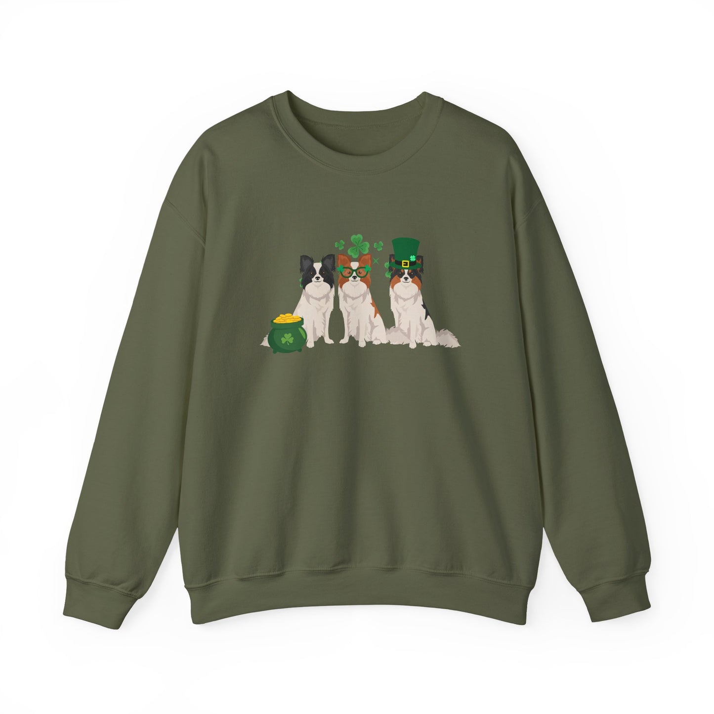 Papillon Dog St Patricks Day Unisex Heavy Blend Crewneck Sweatshirt, St Pattys day, Cute Dog Mom Gift
