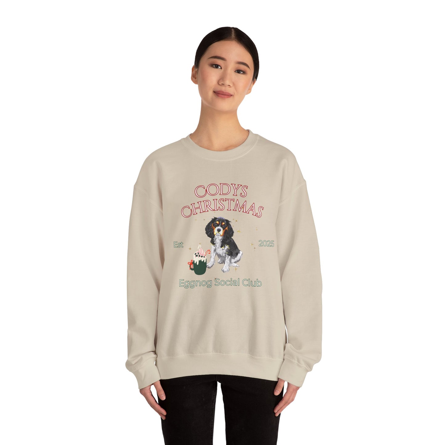 Cavalier King Charles Spaniel Dog Christmas Social Club Unisex Heavy Blend Crewneck Sweatshirt Custom Name