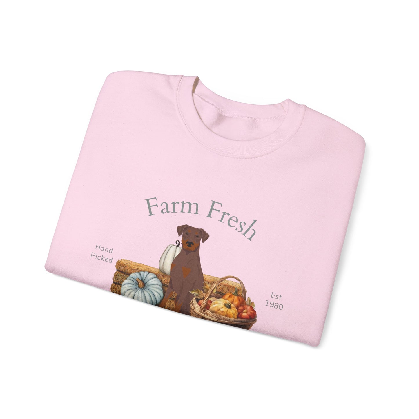 Doberman Pinscher Dog Fall Farm Fresh Unisex Heavy Blend Crewneck Sweatshirt
