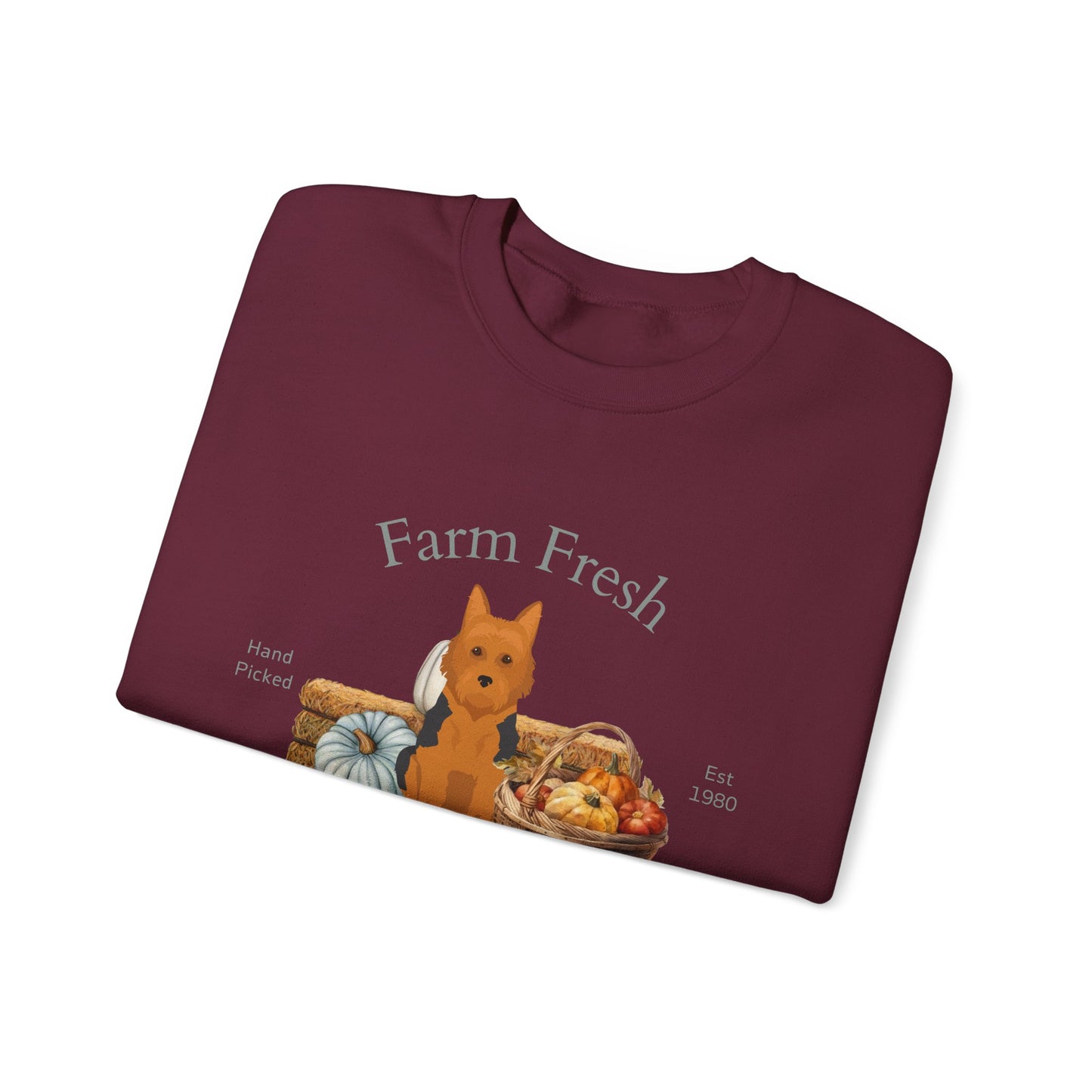 Australian Terrier Dog Fall Farm Fresh Unisex Heavy Blend Crewneck Sweatshirt