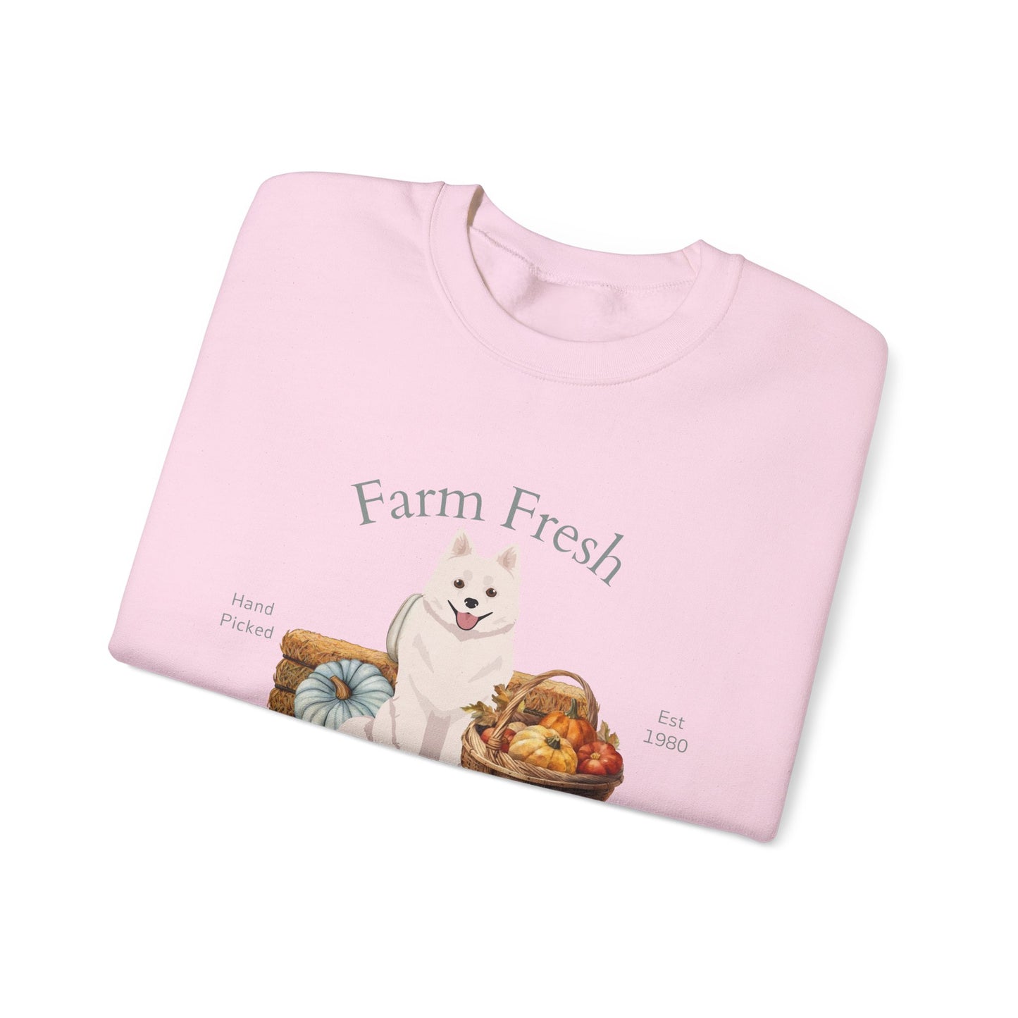 American Eskimo Dog Dog Fall Farm Fresh Unisex Heavy Blend Crewneck Sweatshirt