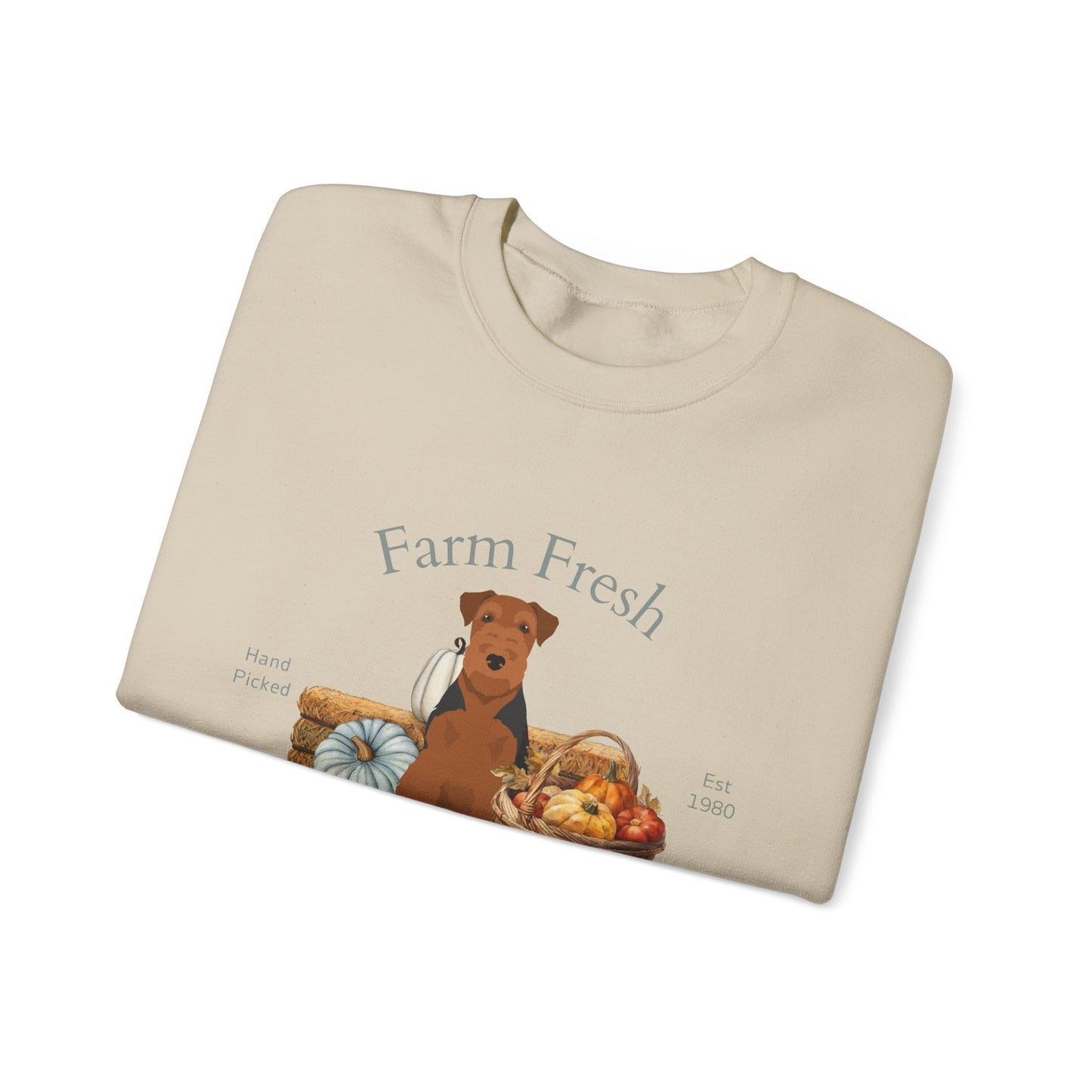 Welsh Terrier Dog Fall Farm Fresh Unisex Heavy Blend Crewneck Sweatshirt