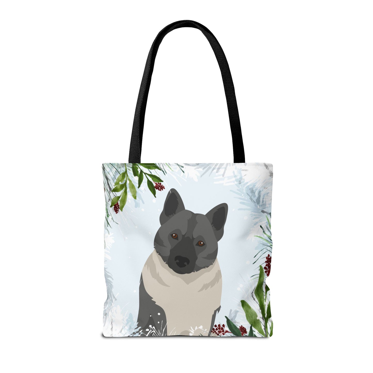 Norwegian Elkhound Dog Christmas Holiday Tote Bag 16x16