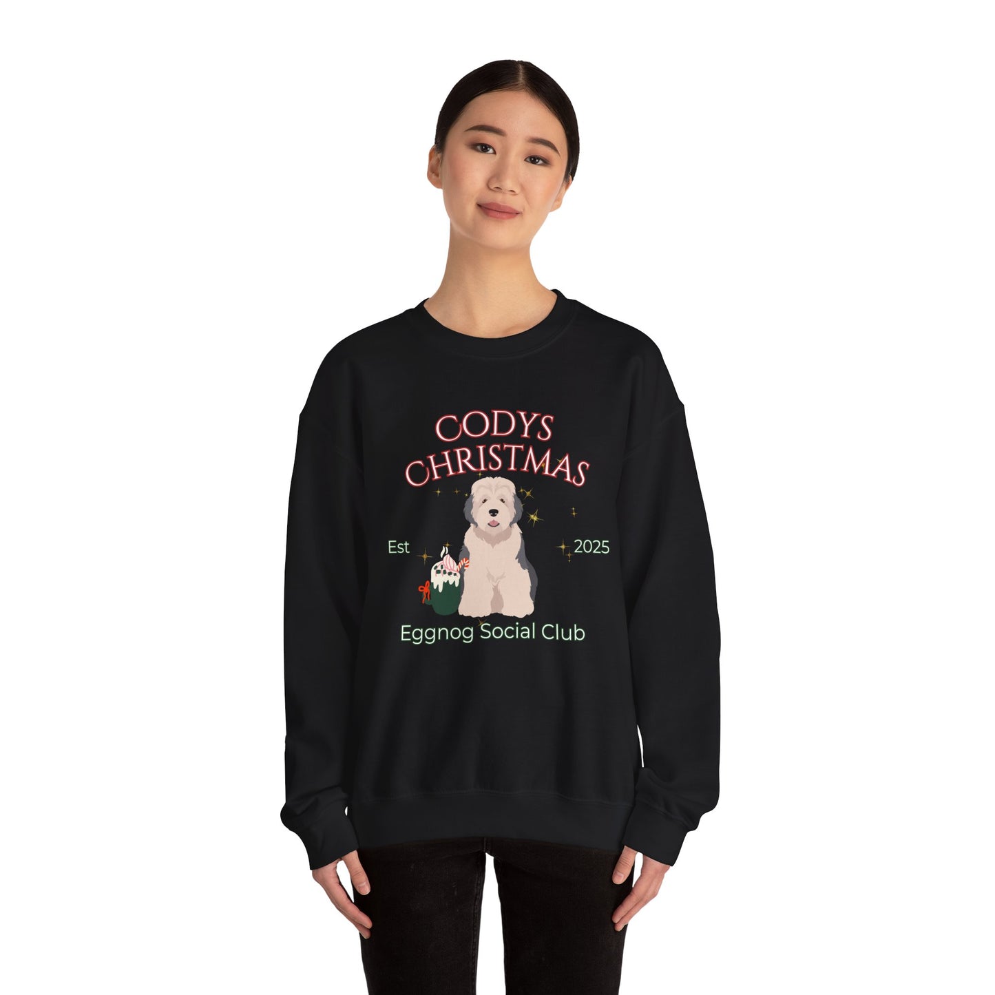 Old English Sheepdog Dog Christmas Social Club Unisex Heavy Blend Crewneck Sweatshirt Custom Name