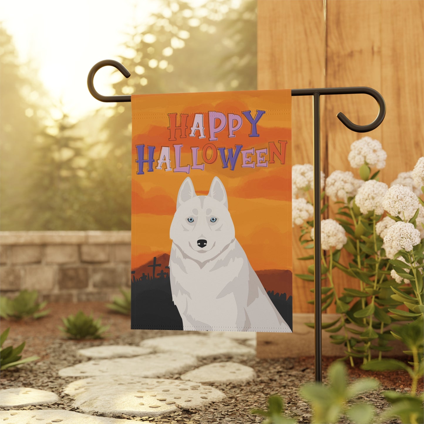 Siberian Husky Dog Halloween Garden Flag