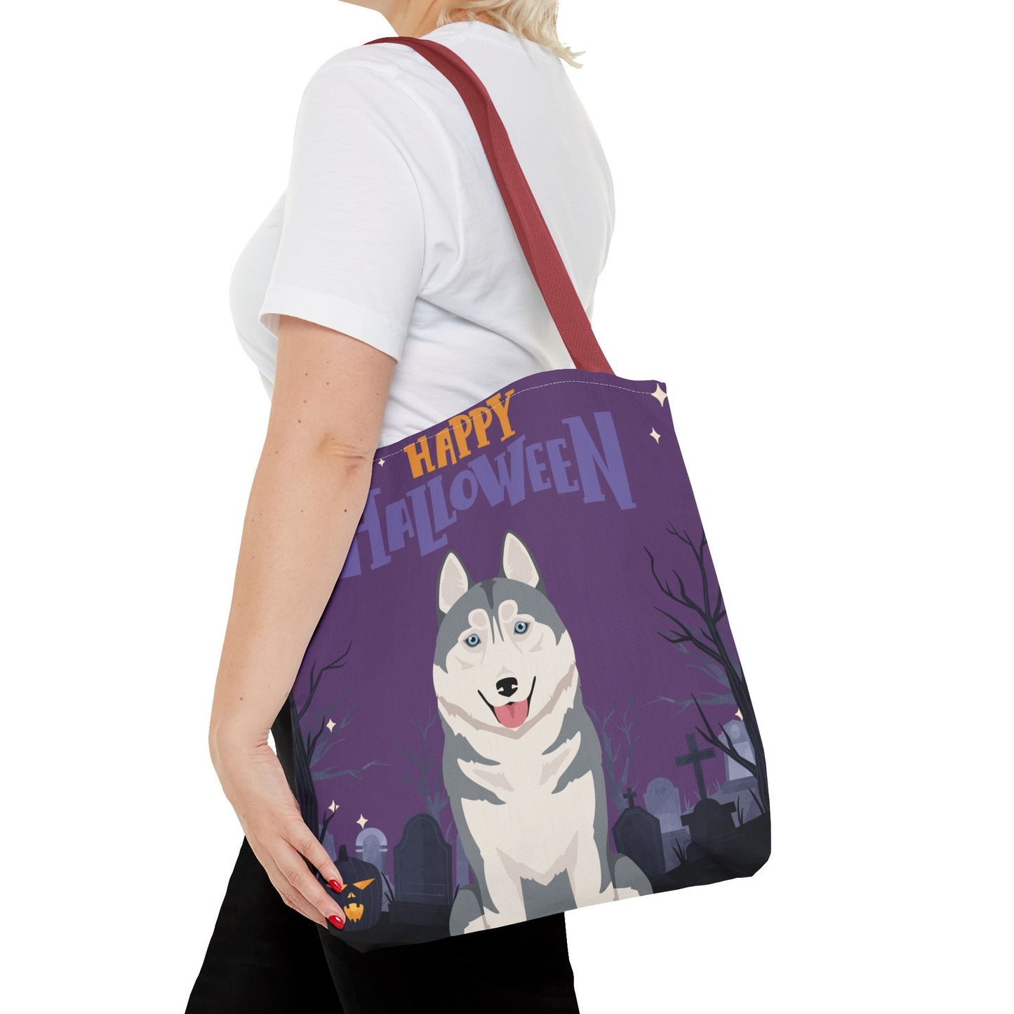 Siberian Husky Dog Happy Halloween Tote Bag 16x16