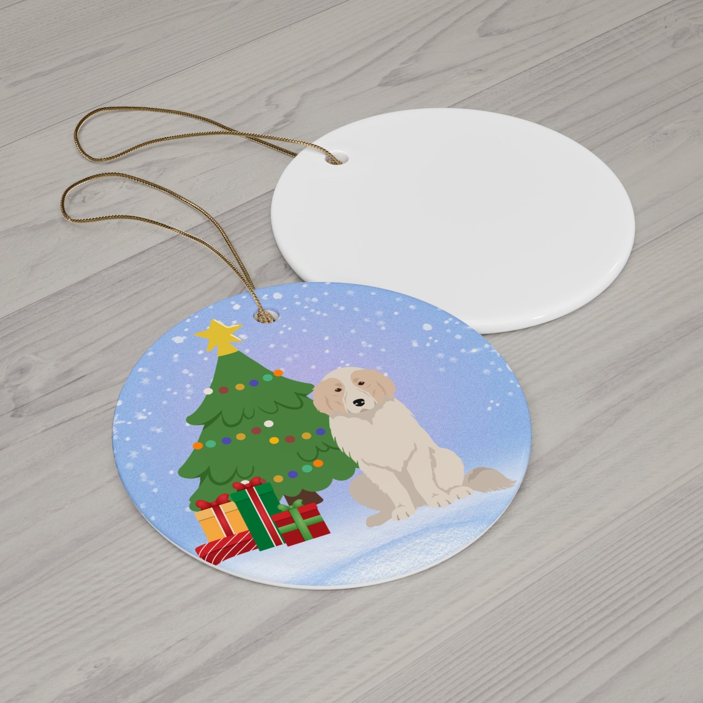 Great Pyrenees Dog Christmas Ceramic Ornament