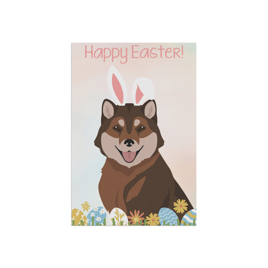 Hokkaido Dog Happy Easter Garden Flag