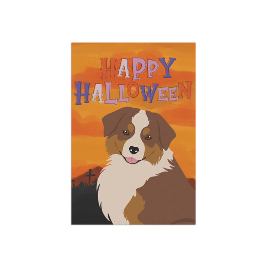 Miniature American Shepherd Dog Halloween Garden Flag