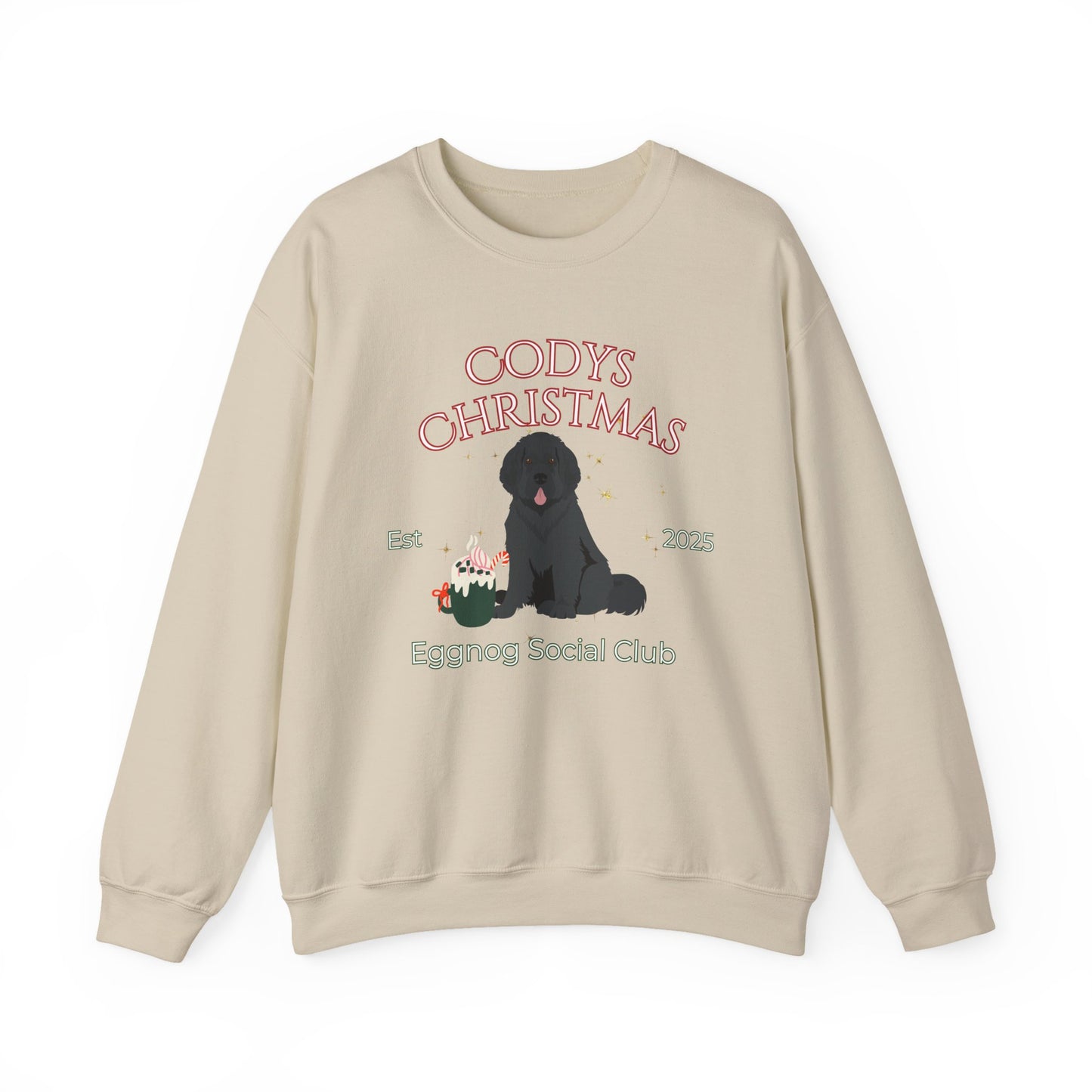 Newfoundland Dog Christmas Social Club Unisex Heavy Blend Crewneck Sweatshirt Custom Name