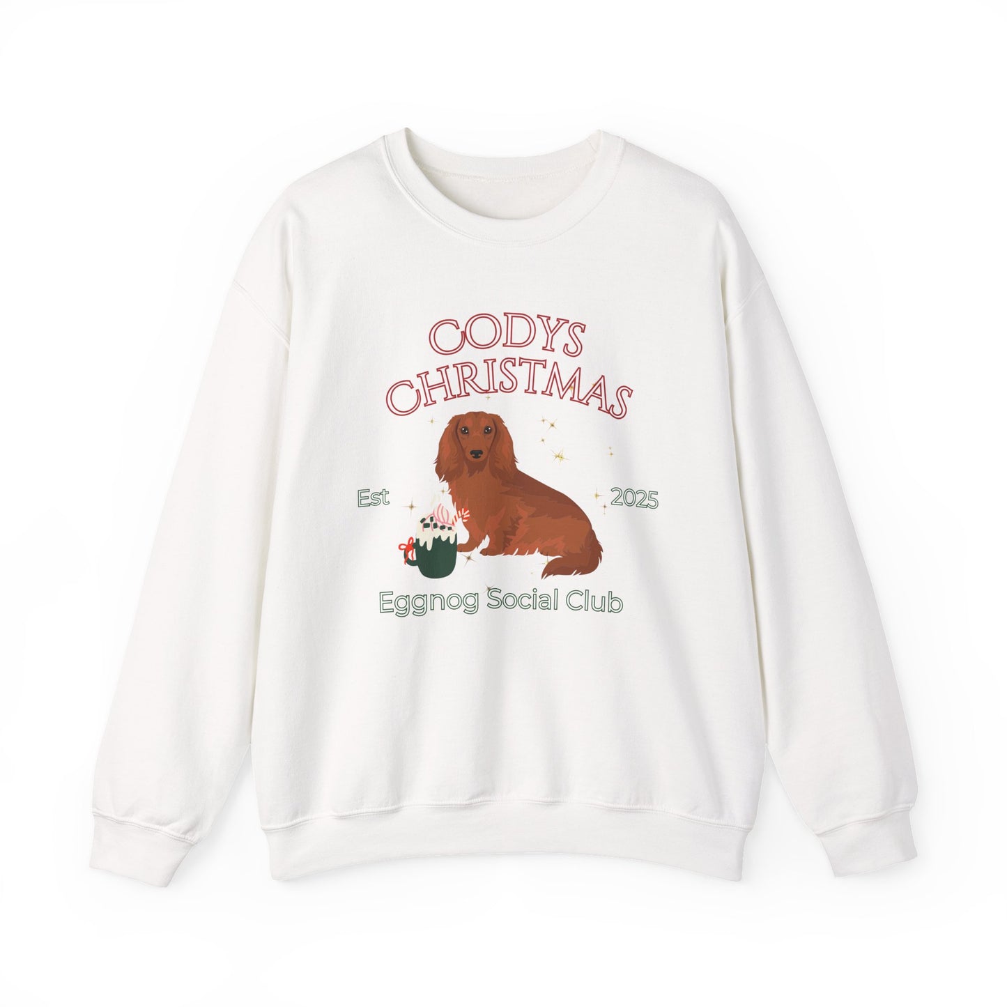 Dachshund Dog Christmas Social Club Unisex Heavy Blend Crewneck Sweatshirt Custom Name