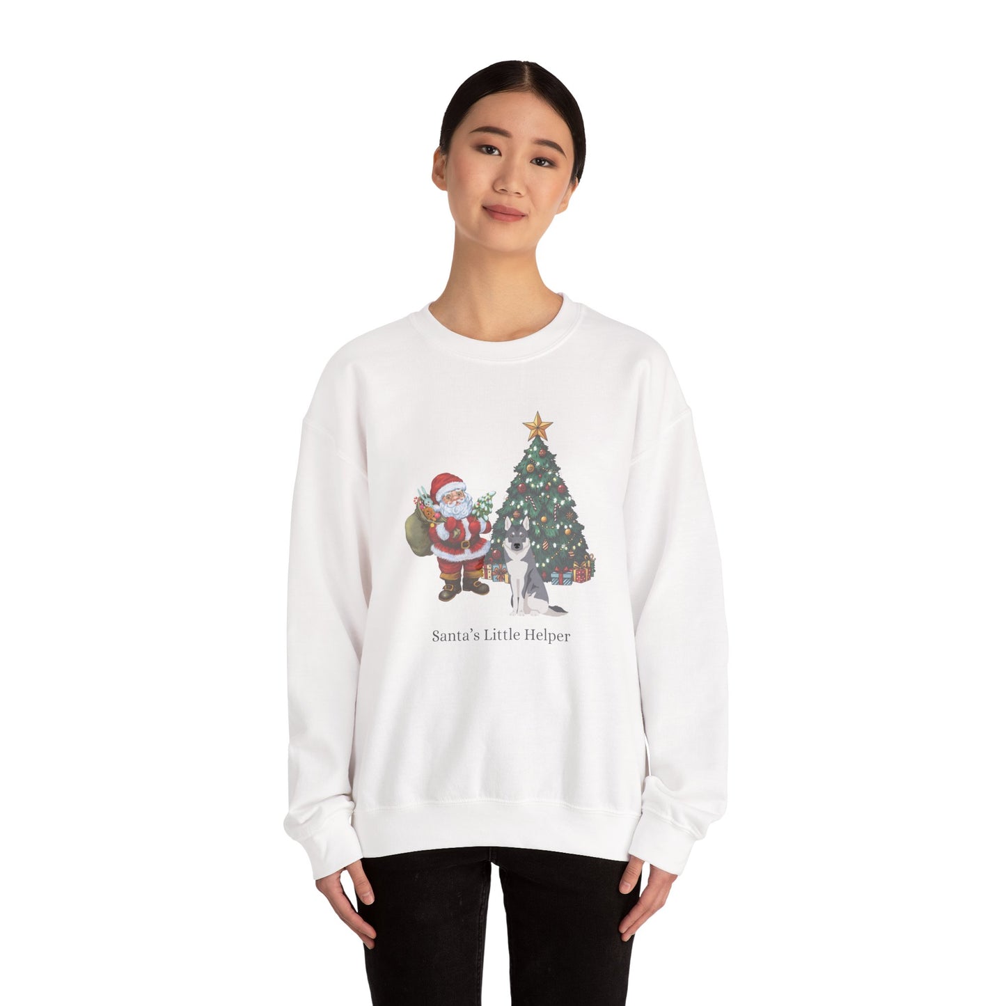 Czechoslovakian Vlcak Dog Santa's Little Helper Unisex Heavy Blend Crewneck Sweatshirt