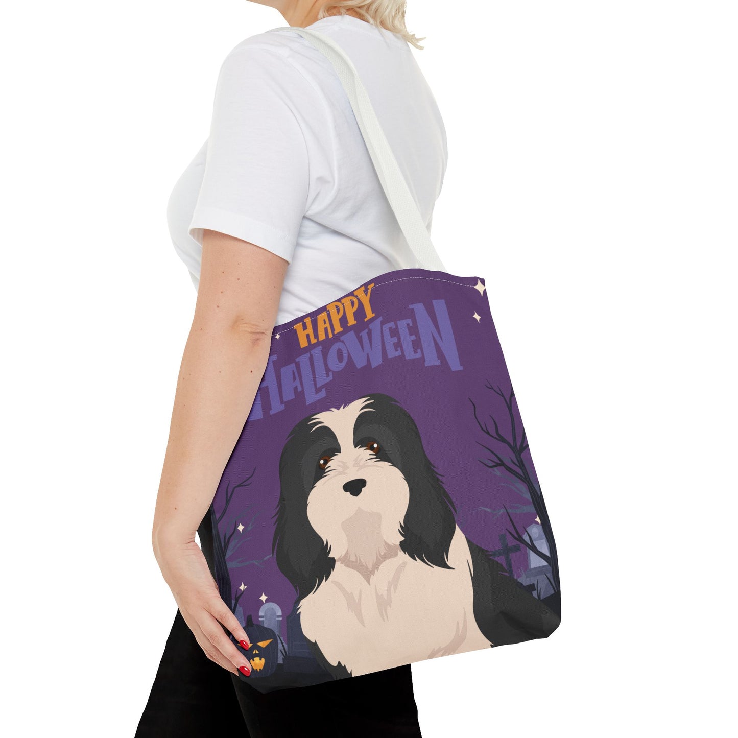 Havanese Dog Happy Halloween Tote Bag 16x16