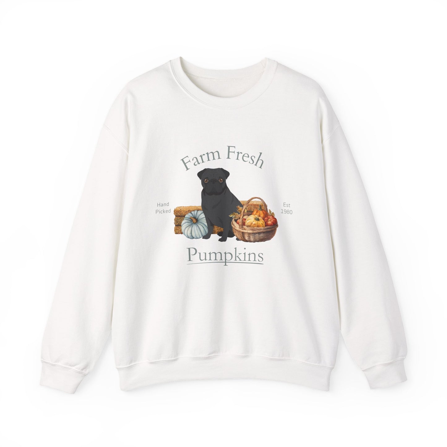 Pug Dog Fall Farm Fresh Unisex Heavy Blend Crewneck Sweatshirt