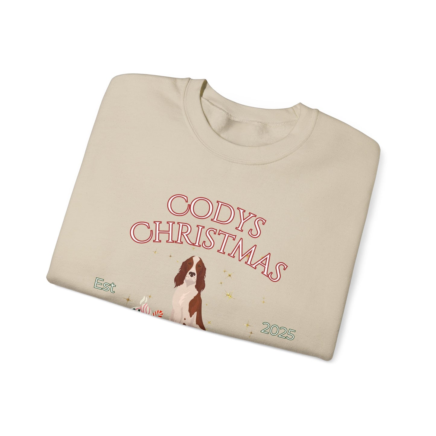 Irish Red and White Setter Dog Christmas Social Club Unisex Heavy Blend Crewneck Sweatshirt Custom Name