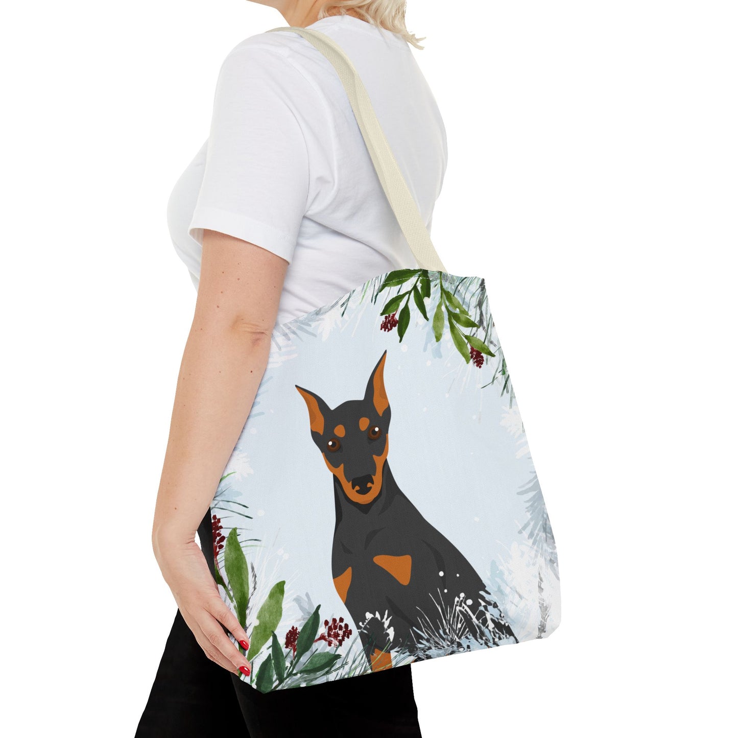 German Pinscher Dog Christmas Holiday Tote Bag 16x16
