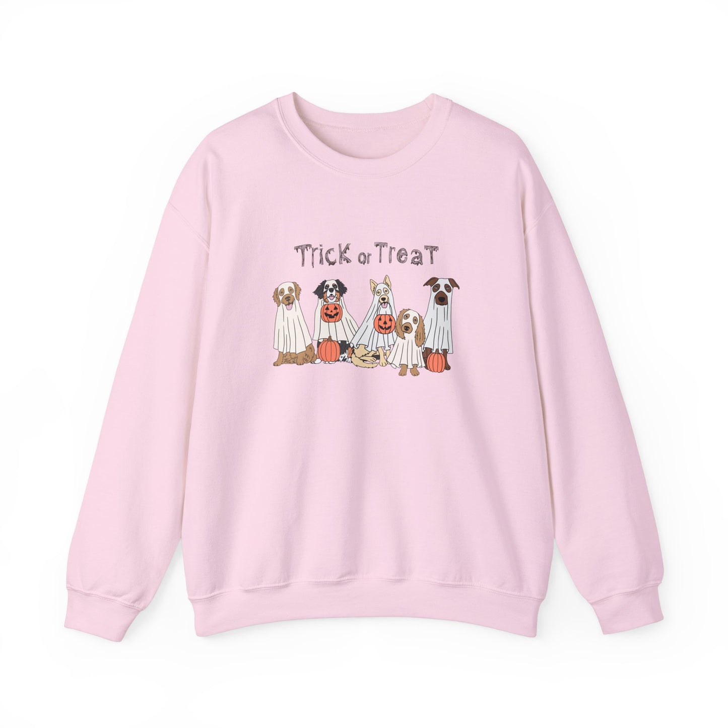 Trick or Treat Dog Ghost Fall Halloween Unisex Heavy Blend Crewneck Sweatshirt